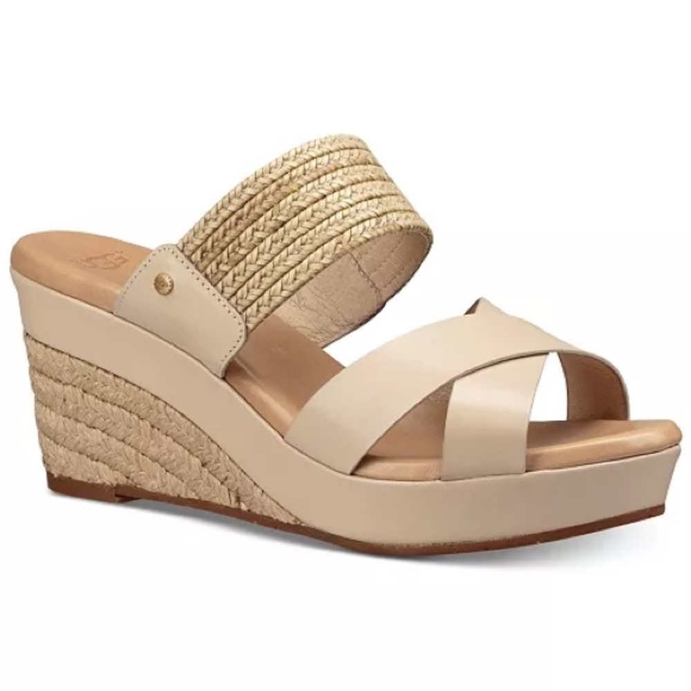 Ugg Women’s 8.5 Adriana Beige Braided Jute Platform Wedge Heel